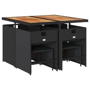 Set di 8 Mobili da Pranzo da Esterno in Nero, Marrone, Crema e Bianco - Product Image 3