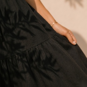 Robe midi sans manches coupe trapèze avec col noué et taille à cordon, tenue décontractée d'été - Product Image 5