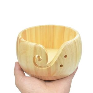 AZ ENTERPRISES Wood Yarn Bowl Round Simple Design Portable 15cm for Hand Knitting Durable <b>Craft</b> Supply - Product Image 1