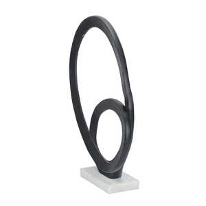 Jaffs Exports JE2052 Escultura Geométrica de Metal con Base de Aluminio Negra, Circular, Minimalista, Artística, Ecológica, Hecha a Mano, para Mesa - Product Image 3