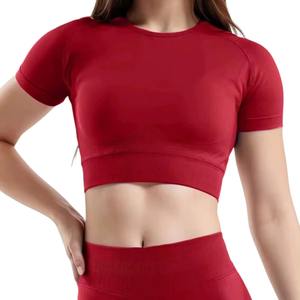 Débardeur court sans couture personnalisé pour femme, style camisole, à fines bretelles, pour le sport, la course et le yoga - Product Image 1