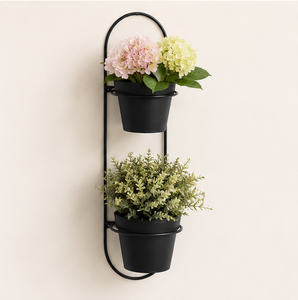 Modern Minimalist Metal Wall Mounted Plant Stand 2-Tier Powder Coated Iron Flower <b>Pot</b> <b>Holder</b> for Indoor Living Room & Balcony - Product Image 2