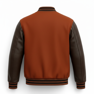 Chaqueta Varsity Marrón para Hombre, Exterior de Lana/Poliéster, Secado Rápido, Estilo Vintage, Corte Ajustado, Número 28 Bordado, Informal, Otoño, Corte Regular - Product Image 4