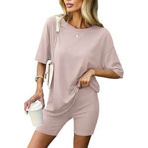 Women Trendy Biker Shorts and Loose T Shirt <b>Matching</b> Set Summer Casual Streetwear Outfit - Product Image 1