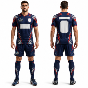 Nouveaux uniformes de football professionnels en tissu mesh polyester respirant, séchage rapide, coupe athlétique, nom du joueur personnalisé, approvisionnement en gros - Product Image 1