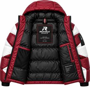Chaqueta Acolchada para Hombre, Diseño Color Block, Resistente al Viento, Forro Polar Suave, Relleno de Poliéster, Casual, con Logotipo Frontal - Product Image 4