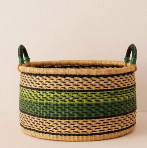 Seagrass <b>Basket</b> <b>with</b> Leather <b>Handles</b> Decorative Storage <b>Basket</b> stylist colored storage <b>basket</b> Artisan Handwoven <b>Basket</b> - Product Image 3