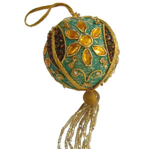 Adorno Navideño de Alta Calidad con Relieve, Venta al por Mayor, Bola Decorativa Dorada con Brillantina para Árbol de Navidad - Product Image 1