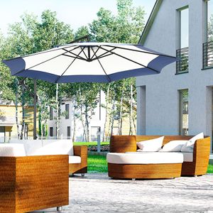 Ombrellone a braccio laterale blu navy da 3 metri con manovella, ideale per terrazze, giardini, piscine e ristoranti - Product Image 2