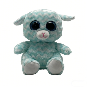 Customized Cute big eye beanie style plush, pastel kawaii farm animal <b>toy</b>, soft fuzzy lamb cuddle doll, glitter eye <b>sheep</b> - Product Image 2