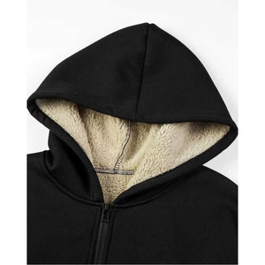 Ensemble sweat-shirt à capuche 2 pièces pour homme, doublure polaire, fermeture éclair, tenue décontractée d'hiver - Product Image 3