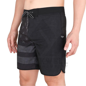 Bañador de playa para hombre, color negro, con bloques de color, de secado rápido, ligero, con cordón en la cintura y bolsillo lateral, informal, para surf - Product Image 1