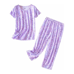 Women Leopard Print Pyjama Set Short Sleeve Sleepwear Two Piece Loungewear for Home - Product Image 2