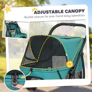 Passeggino per Animali Domestici a 3 Ruote Verde Scuro per Cani di Taglia Media, Pieghevole Rapidamente con Finestra a Rete Facile da Aprire con un Clic, Cuscino Lavabile - Product Image 6