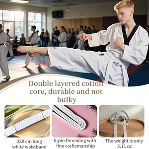 Ceintures de karaté unisexes réglables pour hommes et femmes, ceinture de karaté avec OEM 2026, nouvelle vente en gros, ceintures de karaté personnalisées 100% coton - Product Image 4
