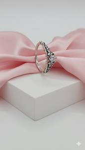 Bague diadème en argent moissanite avec pierres en zircon cubique, bijou élégant, cadeau pour elle - Product Image 5