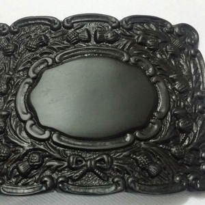 Impresionante hebilla de cinturón escocesa para kilt de piper para hombre, con cresta de cardo, color negro azabache, hecha a mano, de Global Fashion - Product Image 6