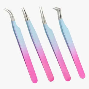 Pinzas de Precisión para Cejas DANTRIC IMPLANTS SS-01 de Acero Inoxidable, Mango Degradado Rosa-Azul, Punta Suave, Antimagnéticas - Product Image 1