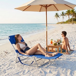 Tumbona Plegable Moderna y Ajustable, Tumbona de Playa Portátil de Lujo para Exteriores con Orificio para la Cara y Correas de Mochila, Económica - Product Image 1