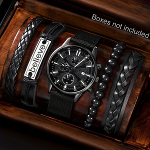 Ensembles de montres professionnelles L10 pour hommes, montres décontractées en cuir, bracelets de charme parfaits pour le poignet - Product Image 1