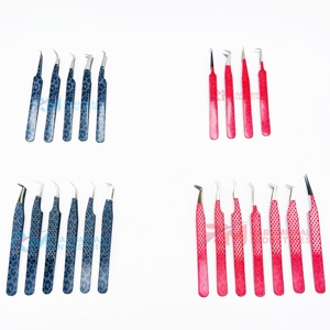 Ensemble de pinces à cils professionnelles RMI en acier inoxydable à pointe argentée, design personnalisé avec revêtement en papier et pointe lisse pour extensions de cils - Product Image 5