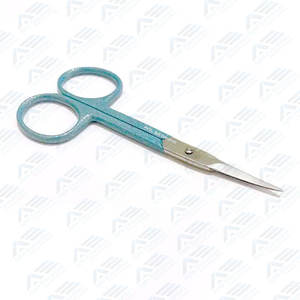 Manicure Stainless Steel <b>Nail</b> Scissors for <b>Nails</b> and Eyebrows with Aqua Blue Glittery Design 4" Slim Scissors with Pointed Tip - Product Image 2