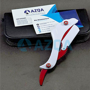Rasoir de barbier pliant droit en acier inoxydable recouvert de rouge et de blanc avec manche ergonomique pour un rasage professionnel - Product Image 6