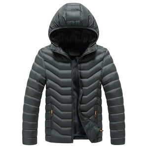 Men's Navy Eco-friendly <b>Fleece</b> <b>Lined</b> Puffer <b>Jacket</b> Windproof Zipper Closure Casual Winter Wear Slim Fit Polyester Shell Regular - Product Image 4