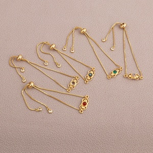 Handmade Gemstone Bezel Setting Adjustable <b>Bracelet</b> Gold Plated Brass Women's Trendy Wedding Gift Wholesale <b>Bracelets</b> - Product Image 1
