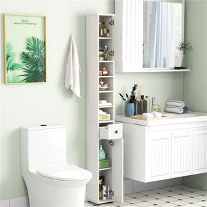 <b>Tall</b> Slim 8\" X 8\" X 71\" Bathroom <b>Storage</b> Cabinet Adjustable Narrow Floor Organizer Elegant Furniture Design - Product Image 6