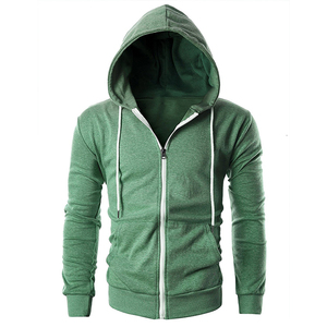 Sudadera con capucha y cremallera para hombre, de algodón tejido, corte ajustado, informal, para otoño - Product Image 1