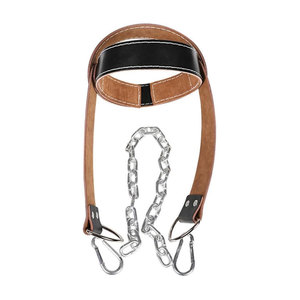 Arnés de Cuello de Cuero con Cadena y Mosquetones para Entrenamiento de Boxeo, Equipo de Protección Ajustable para Adultos - Product Image 1