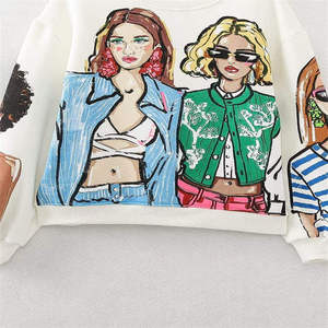 Camiseta Holgada de Manga Larga con Estampado Gráfico para Mujer, 100% Algodón Ecológico, Ligera, Cuello Redondo, Estilo Casual y Urbano - Product Image 2