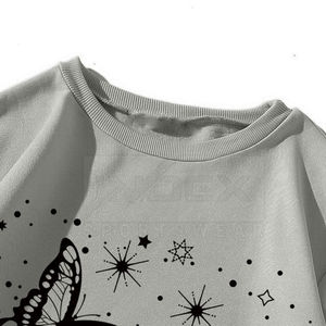 เสื้อสเวตเชิ้ตคอกลมพิมพ์ลายผีเสื้อและดาว ทรงปกติ แขนยาว ผ้าฝ้ายถัก สำหรับฤดูใบไม้ร่วง เหมาะสำหรับผู้ใหญ่ - Product Image 3