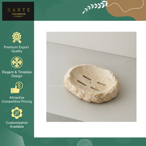 Vente flash - Accessoires de bain modernes et écologiques - Porte-savon en marbre naturel, pierre de travertin brute, fait main, porte-savon de luxe pour salle de bain - Product Image 4