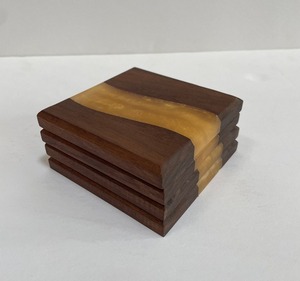 Wooden Resin Eco-Friendly Non-Slip Food Safe Drink Coasters Set Natural Wood with <b>Epoxy</b> Resin Design for <b>Coffee</b> Tea Beverages - Product Image 2