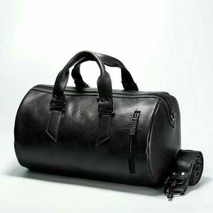 Unisex <b>Leather</b> Duffle <b>Bag</b> 20-35L Zipper Closure Weekender Travel <b>Bag</b> Black <b>Soft</b> Handle Durable Style - Product Image 1