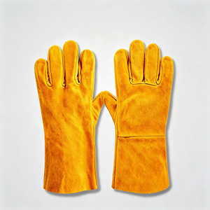 14 Inches Palm Reinforced Fleece Lining Goat Skin Leather Tig Welding <b>Gloves</b> Hot Sale Top Quality Safety Work <b>Gloves</b> For Welder - Product Image 1