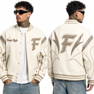 Veste de baseball universitaire personnalisée OEM, style vintage, hip-hop, broderie chenille, patchwork, style décontracté, streetwear, bomber - Product Image 2