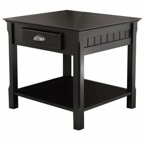 Mesa auxiliar de madera para muebles de sala de estar con un cajón y estante - Product Image 1