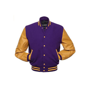Custom Logo <b>Men</b> Wool Varsity <b>Jacket</b> Genuine Leather Sleeves <b>Warm</b> Winter Letterman Bomber <b>Jacket</b> Wholesale WVJ-0010B - Product Image 5