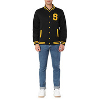 Blouson universitaire personnalisé avec patch brodé, badge en PU, blouson bomber tricoté coupe-vent anti-boulochage pour homme