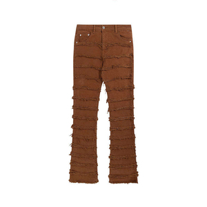 Jeans de mezclilla para hombre, de cintura alta, corte recto, ajustados, desgastados y rasgados, estilo punk, de algodón tejido, para otoño, última colección 2026, de gran demanda - Product Image 6