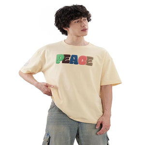 Camiseta de Hombre de Algodón Puro Lavado de Alta Calidad, Versión Retro Ancha con Mangas Caídas y Cuello Redondo, Top de Manga Corta - Product Image 3
