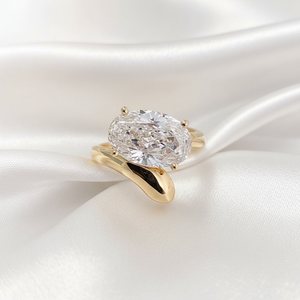 2.50 CT Oval Cut Zircon Diamond Trendy Bypass Shank <b>Solitaire</b> Engagement <b>Ring</b> 925 Sterling <b>Silver</b> Anniversary Wedding Party Gift - Product Image 1