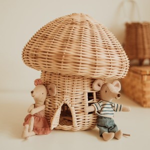 Maisons de jeu en bois, maison champignon en rotin, jouets sur le thème de la forêt pour la décoration et les jeux de rôle - Product Image 2