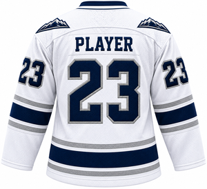 Camiseta de hockey sobre hielo blanca bordada para hombre, cuello en V, logotipo de lobo, equipo 23 C - Product Image 2
