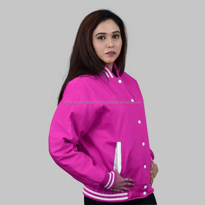 Chaqueta universitaria de béisbol de estilo universitario con bordado personalizado para mujer, chaqueta Vintage de sarga de algodón con cuello levantado, chaqueta con letras recubiertas - Product Image 5
