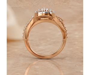 Anillo de compromiso con diseño de halo doble dividido y diamantes cultivados en laboratorio, anillo de boda con banda dividida y halo redondo |   Joyería Fina OEM ODM - Product Image 4