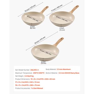 Set di 3 Padelle Antiaderenti in Alluminio per Uova (8, 9.5, 11 Pollici) con Rivestimento in Ceramica e Resistenza al Calore - Product Image 4